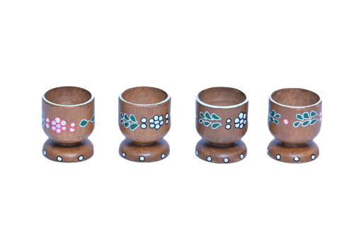 Pictură pe lemn/suport de ou cu picioruș